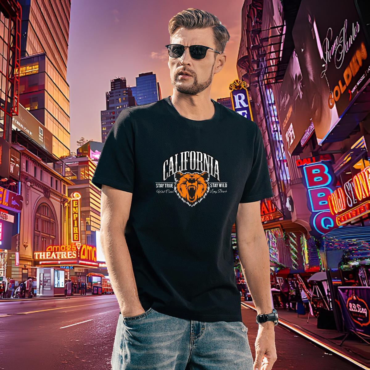 Brand Men T Shirts animal Short Sleeve Soft Street Casual Graphic 230g 100% Cotton Mens Tshirts Fashion Tops Shirt
