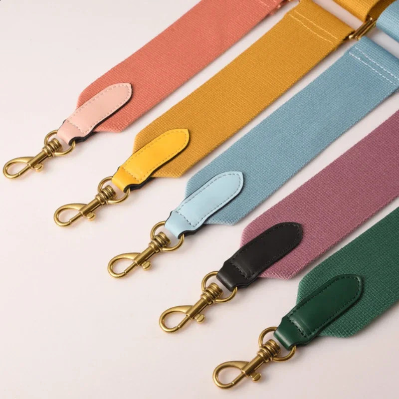Solid color bag with ner 5cm wide canvas strap messenger shoulder cowhide leather accessories adjustable 240820