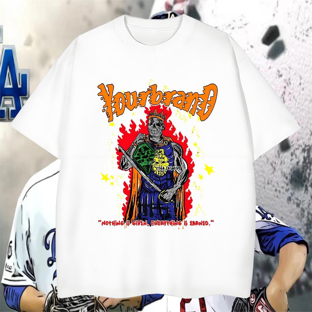 T Shirt For Man 230g Pure Cotton cartoon Sports Casual Short Sleeve O-Neck DIY Printed Tshirts Fashion Design Free Shipping Clothes