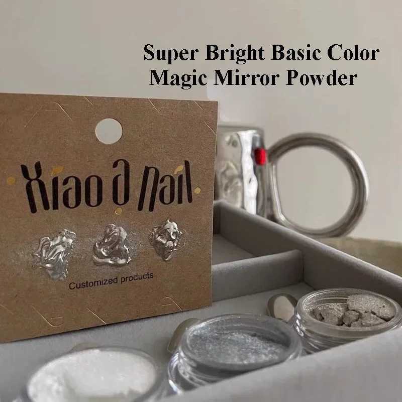 Moonlight Mirror Fine Nails Glitter 1jar Plating Aurora Chrome Nail Powder High-Gloss Pigment Aurora Pearl Rubbing Dust toolsXJ240815