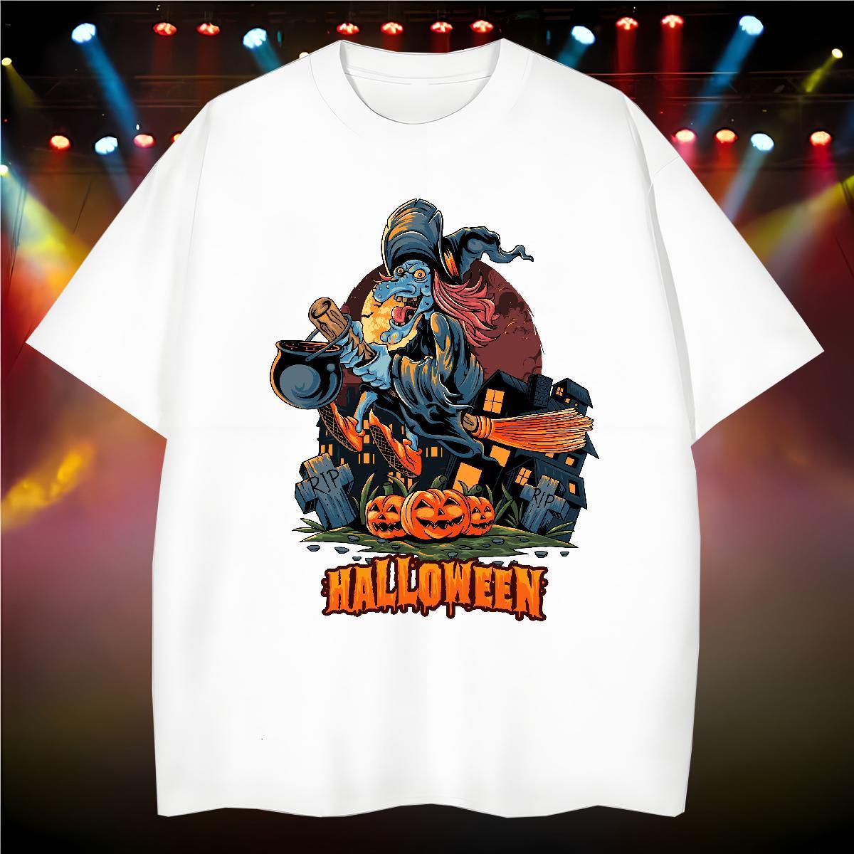 Fashion Designer Mens Tshirts halloween Street Casual 230g 100% Cotton Wear Breathable Soft T-Shirts Asian Size