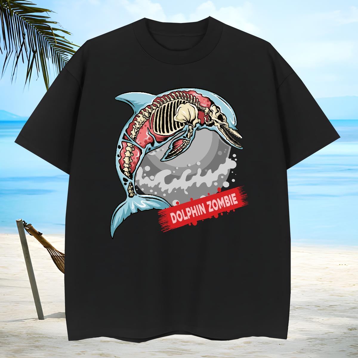 Classic Mens T Shirts dolphin Breathable Crew Neck Beach Customized 230g Pure Cotton Tshirt for Man Woman Factory Direct Tees Shirts