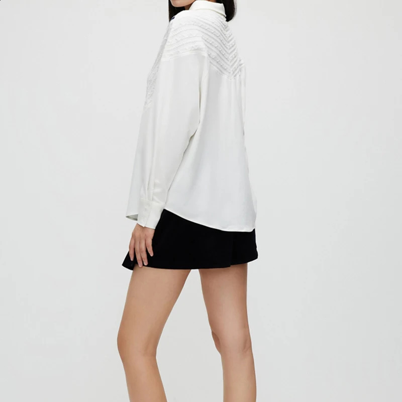 Womens Shirt A high-end and elegant Commuting Office womens shirt with patchwork stripes loose and casual womens fashionable shirt 240820 ww