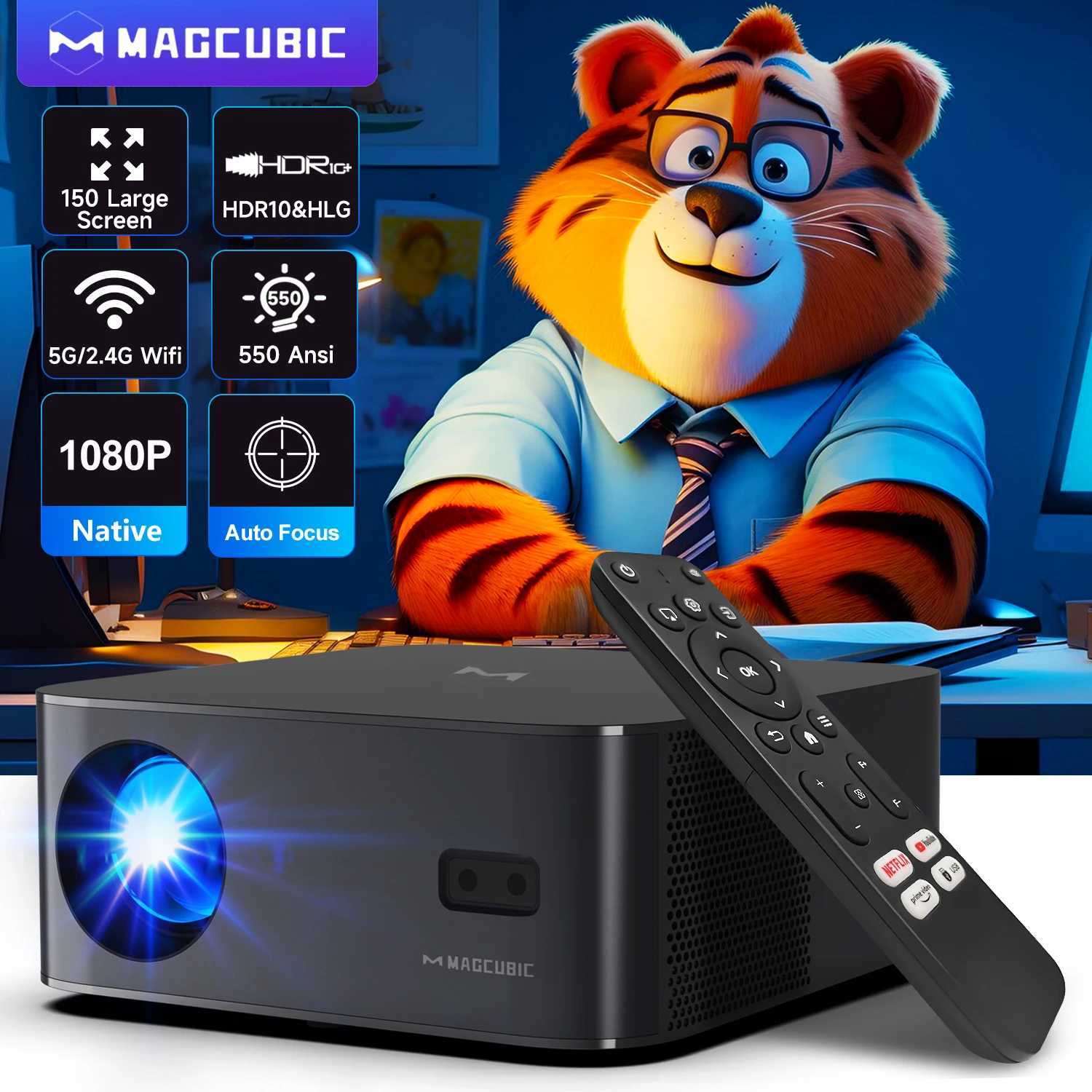 Magcubic HT600 Projector 550ANSI 1080P with Linux Android 11 Dolby Audio HDR10 Wifi BT Auto Focus for Netflix Youtube Certified CL240820