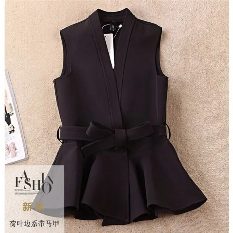 spring womens casual short sleeved sleeveless vest top retro shirt collar ruffled A194 240819