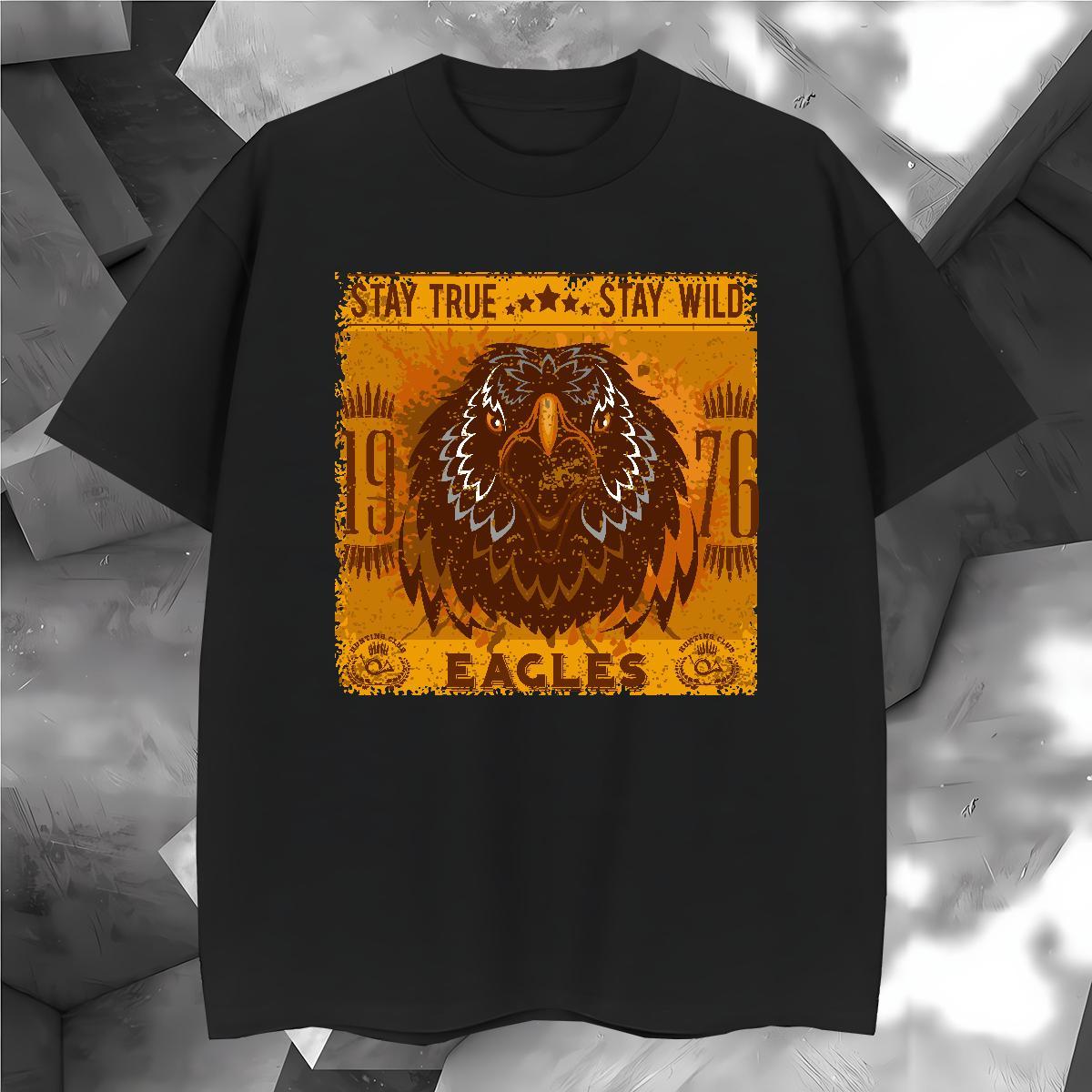 Cool Design T shirt eagle Crew Neck Casual DIY Printed 100% Cotton 230g Couples T Shirts Free Shipping Clothings