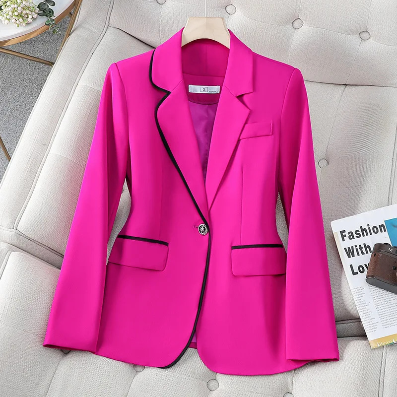 y white womens jacket slim fit set fashionable temperature formal elegant workwear Western style 240819