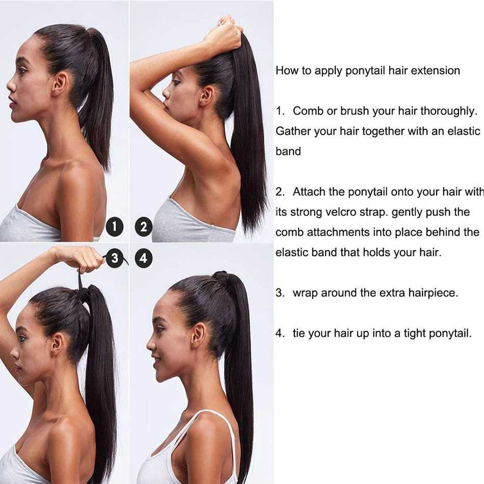 Ponytail human hair extensions straight ponytails smooth hair wrapped in hair clips natural hair extensions female wigs W240817