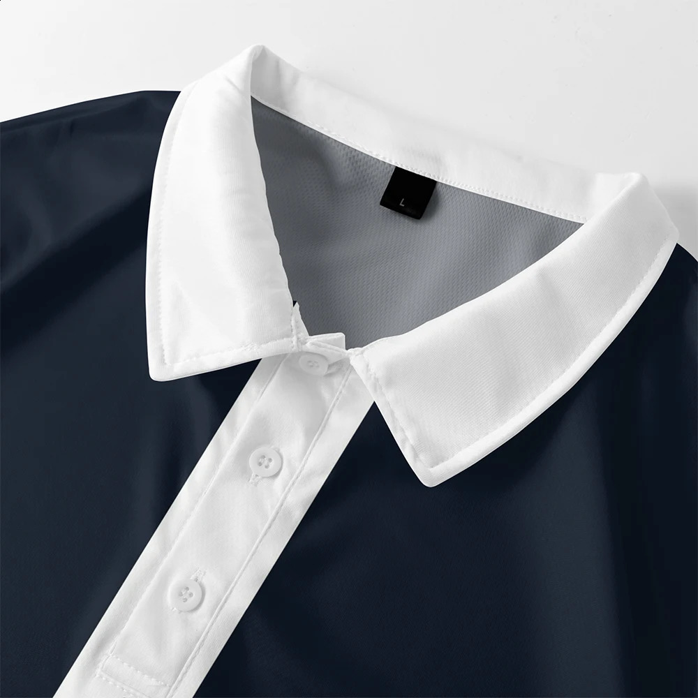 1 mens plus size polo shirt with summer navy blue print casual lapel button suitable for shopping and golf 240820