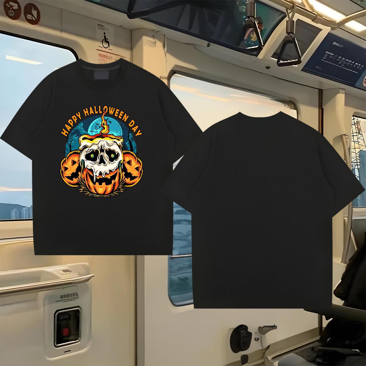Fashion Design Men Tees pumpkin Beach 230g 100% Cotton Tee Shirt O-Neck Short Sleeve Classic Mens T Shirts Oversized 3XL 4XL