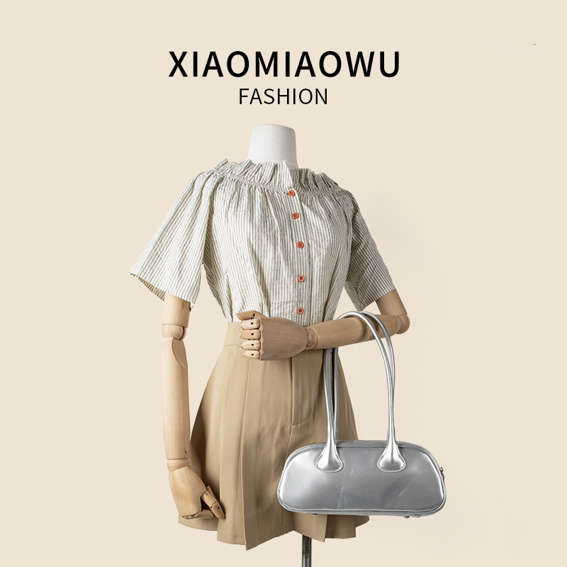 Korean version simple and fashionable solid color shoulder women's high-end feeling, western-style armpit bag, summer new item, niche PU stick ba