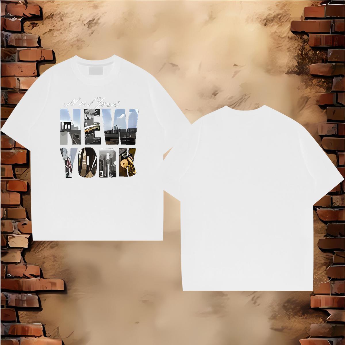 Cool New York 100% Cotton 230g Men Tshirts Beach Round Neck Short Sleeve T-Shirts Designer Oversized Polos