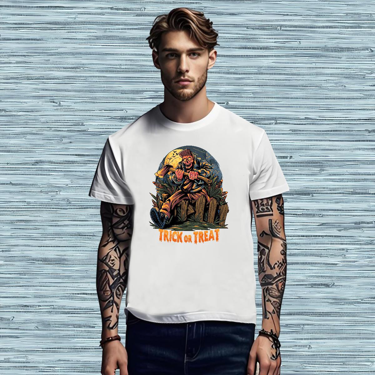 Fashion Design Men Tees halloween Hip Hop 230g 100% Cotton Tshirts Short Sleeve O-Neck Classic T Shirts Men Custom Cartoon