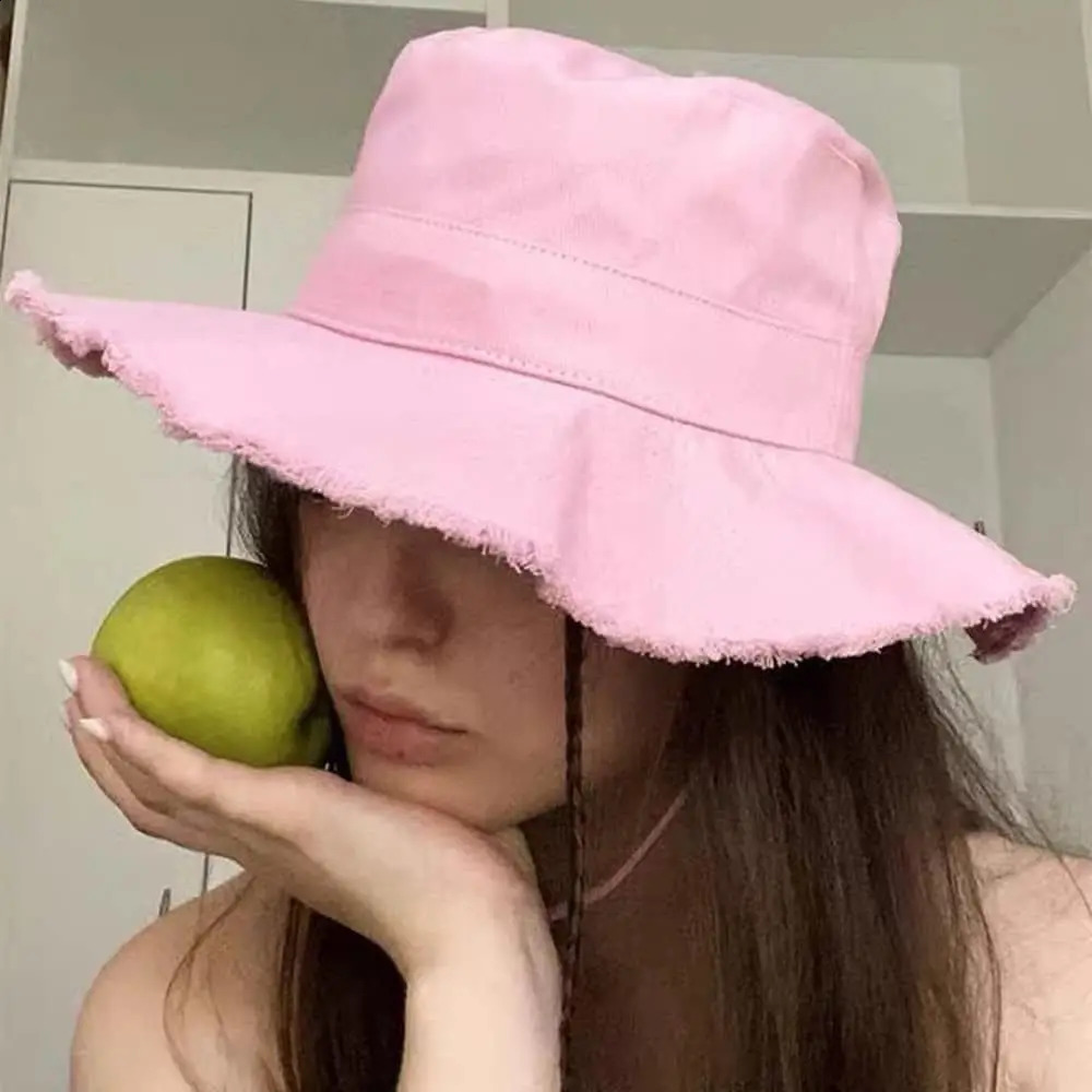 Womens Fashion Summer Bucket Hat Bob Chapeau Bucket Hat Climbing Outdoor Sports Sunscreen Fishermans Hat Womens Chapeau 240805