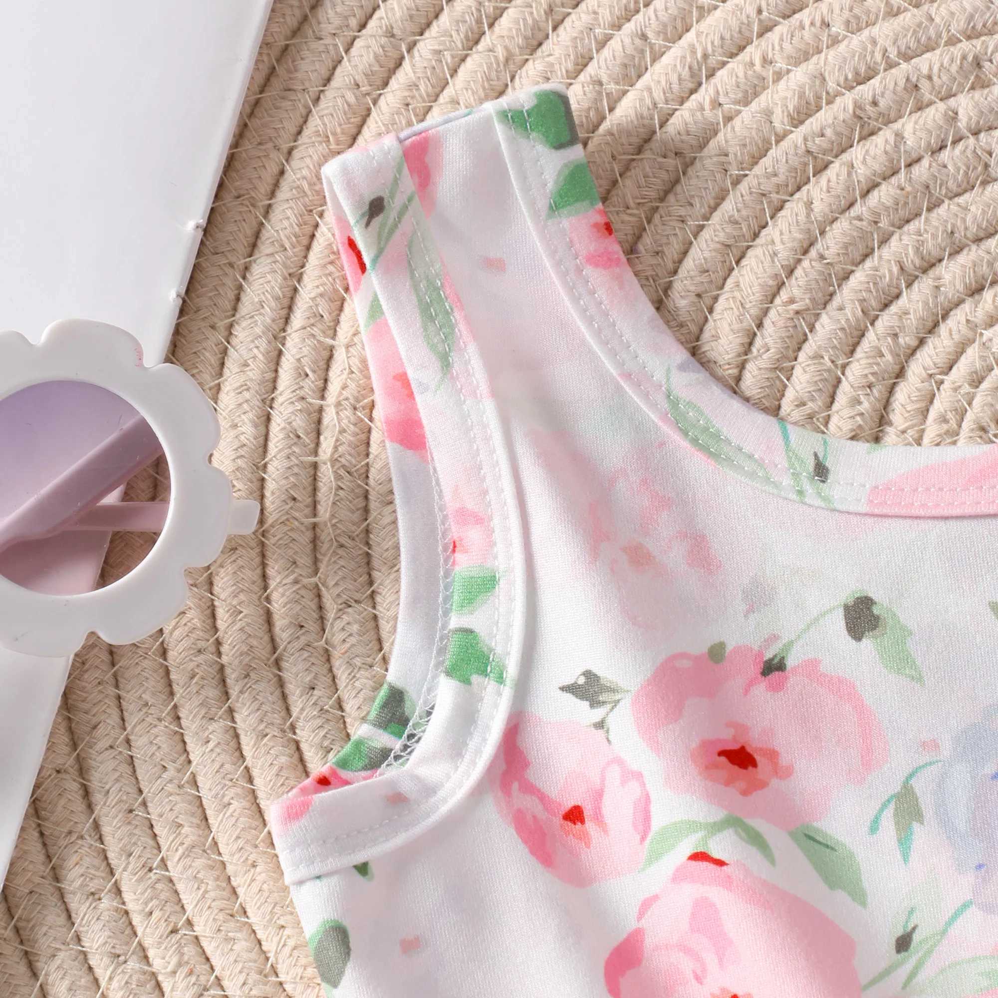 Cute girl floral jumpsuit dreamy floral print sleeveless jumpsuit for summer holiday gift parties W240806