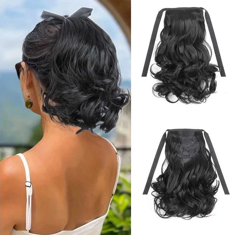 Synthetic short curly wig ponytail 10 inch drawstring clip in ponytail hair extension cute female hair clip W240817