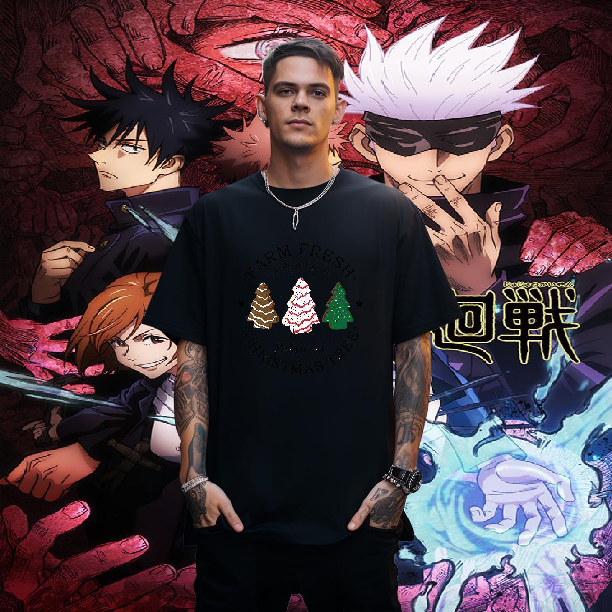 Popular T shirt christmas trees Crew Neck High Street Hip Hop Oversized 3XL 4XL 230g 100% Cotton Men Tshirts 2024 Tops Shirt