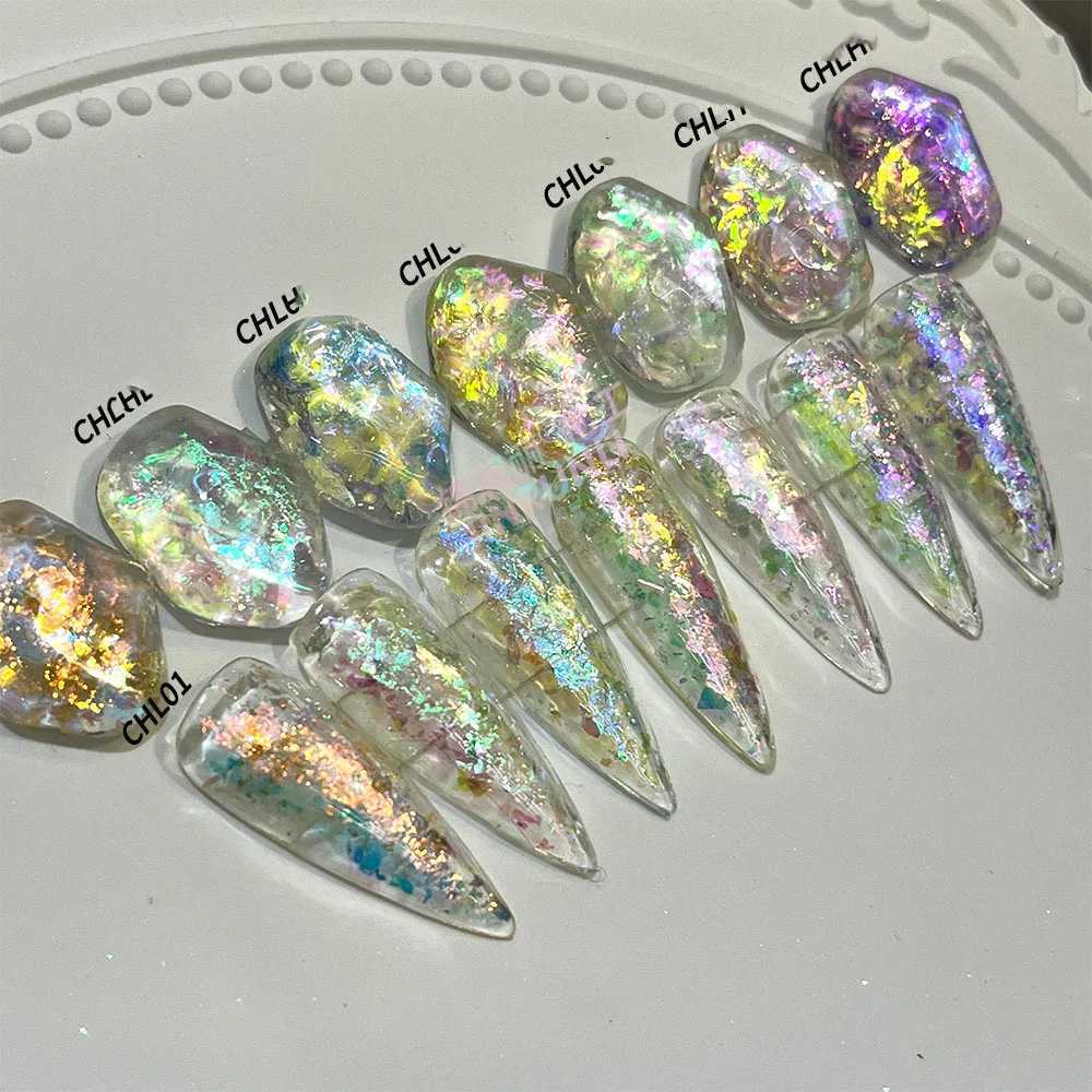 Aurora Chameleon Nail Opal Flakes Ultra-thin Polarized Mermaid Sequins Nail Powder Iridescent Crystal Nail Chrome Sequins DustXJ240815