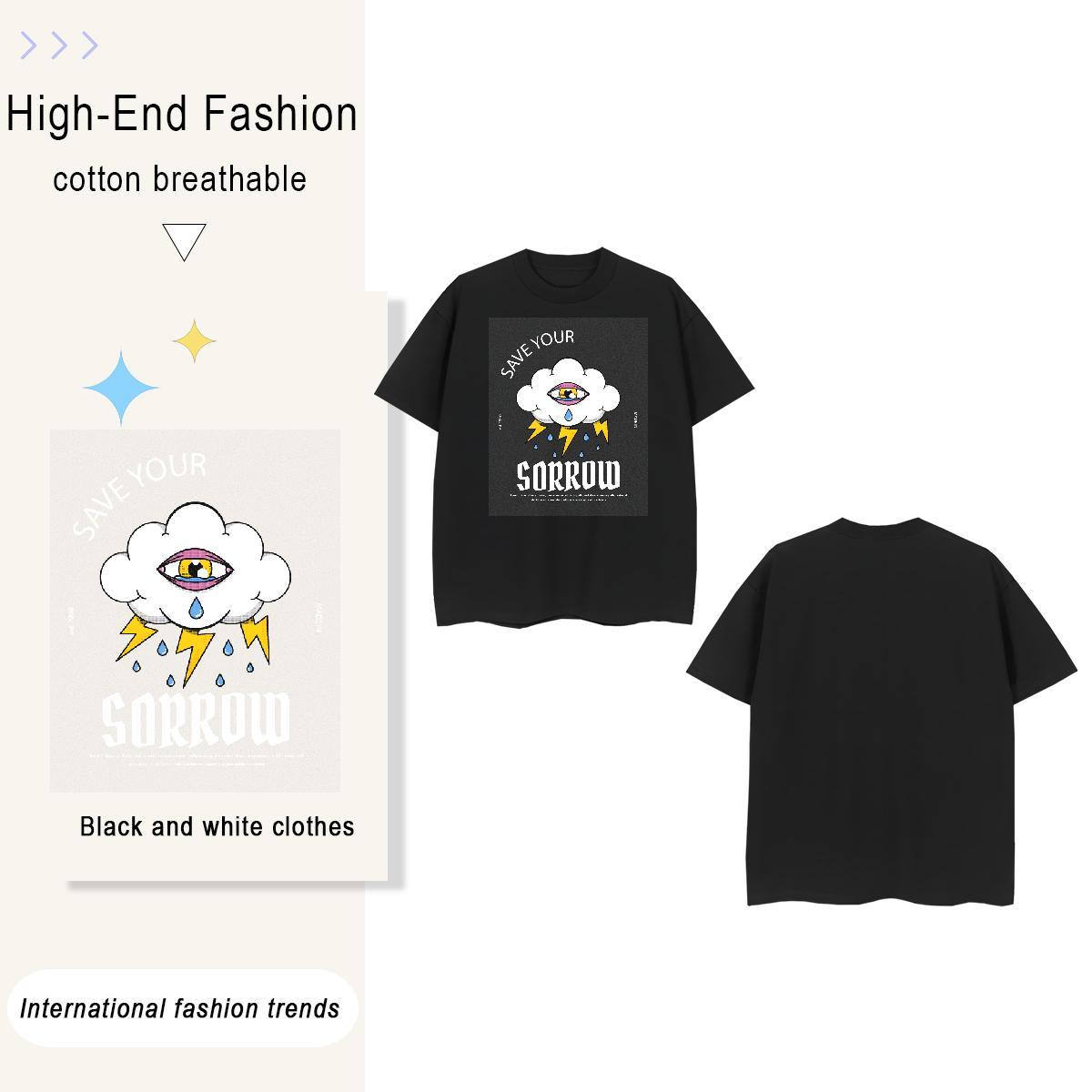 Soft watching 100% Cotton 230g Men Clothes T-Shirt Summer Casual Breathable Mens T Shirts Stylist DIY Anime Clothings