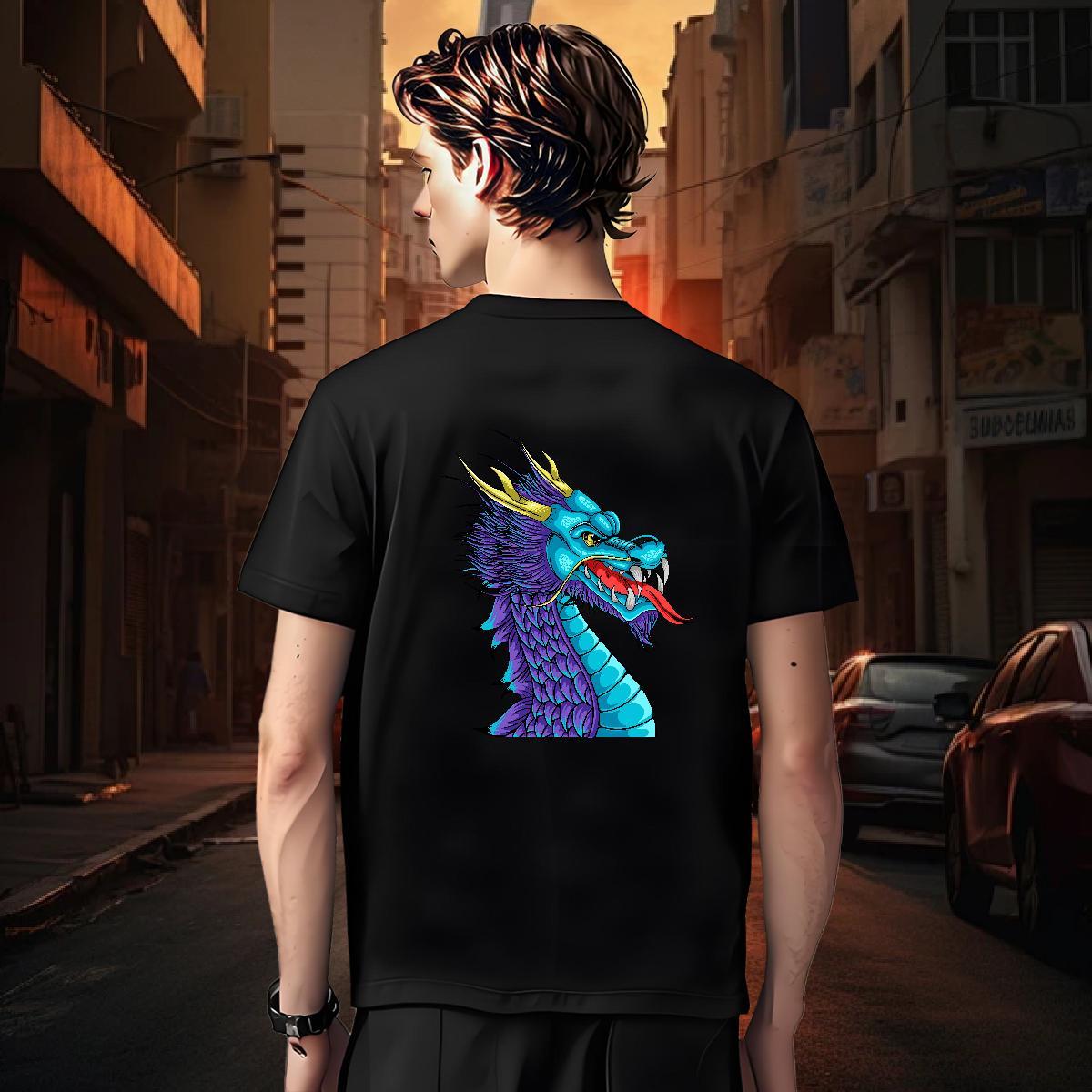 Mens T Shirts 230g 100% Cotton dragon Street Breathable Short Sleeve White Plus Size Couples T Shirts Designer Free Shipping Clothings