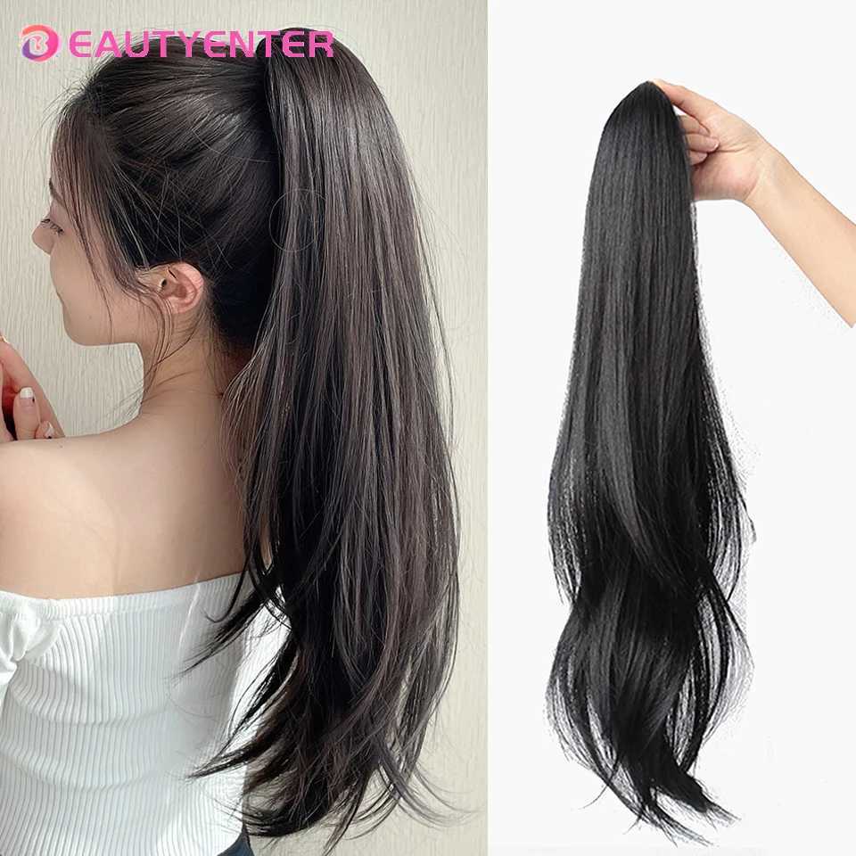 Wig ponytail grip micro curls long straight ponytail high mesh ponytail red female micro curls ponytail W240817