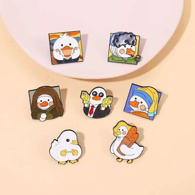 Wholesale Price Oil Painting Duck Enamel Pin Customization Fun Scream Picasso Duck Bag Badge Collar Jewelry Gift to Friends W240815