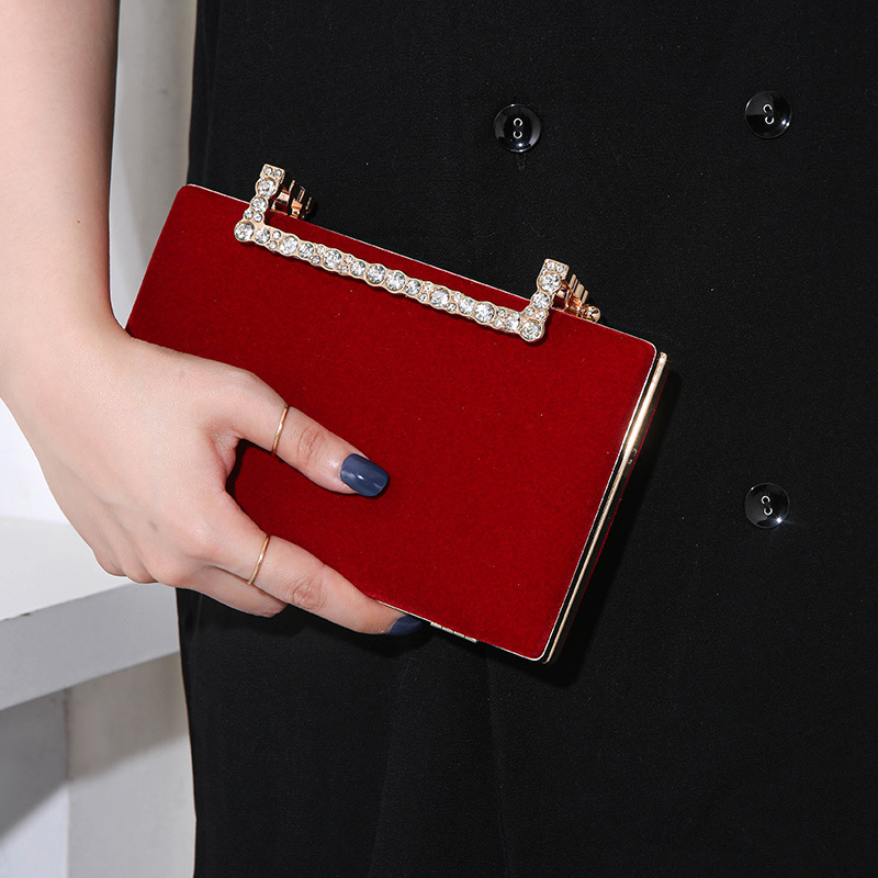New fashionable and stylish design with diamond inlaid women, hand-held for banquet dress, crossbody small square bag