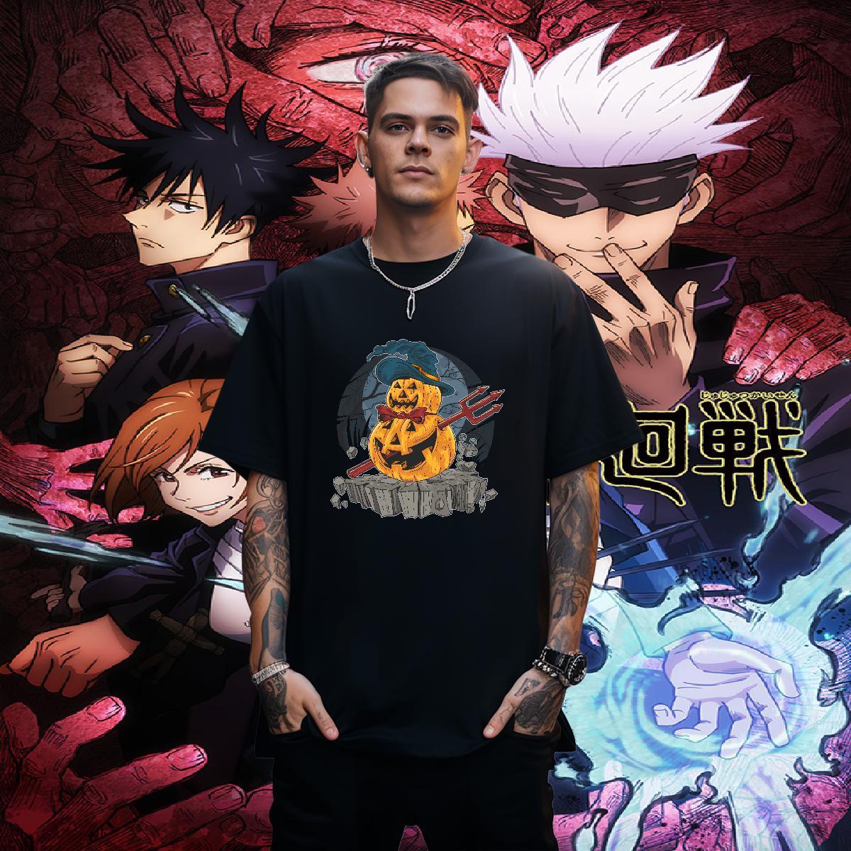 Free Shipping T Shirt For Man pumpkin O Neck Short Sleeves Spring Summer DIY Anime 230g Pure Cotton Tshirt for Man Woman New Designer Tops Shirt