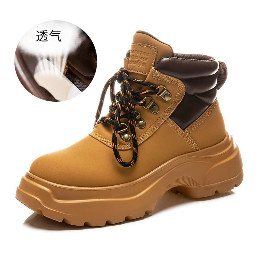 Ddmysports Foam Yellow For Women In Autumn New Short With Thick Soled Genuine Leather Martin Boots Casual Flat Bottomed Versatile S OUTDOOR