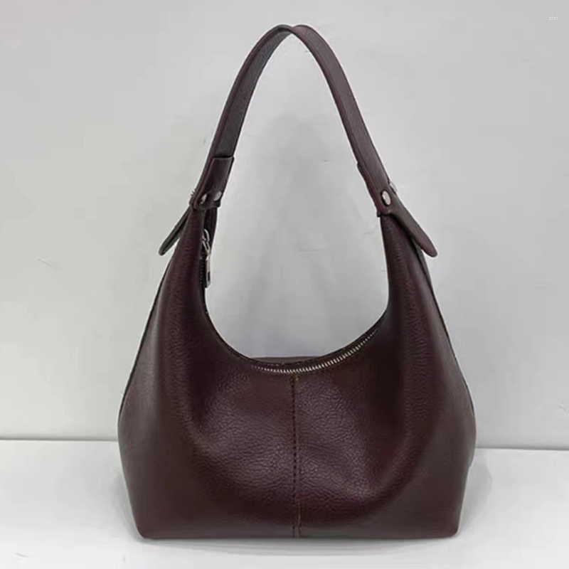 Hobo Women Vintage Underarm Bag PU Leather Soft Bags Solid Color Casual Armpit Handbag Girls Outdoor Daily a36f