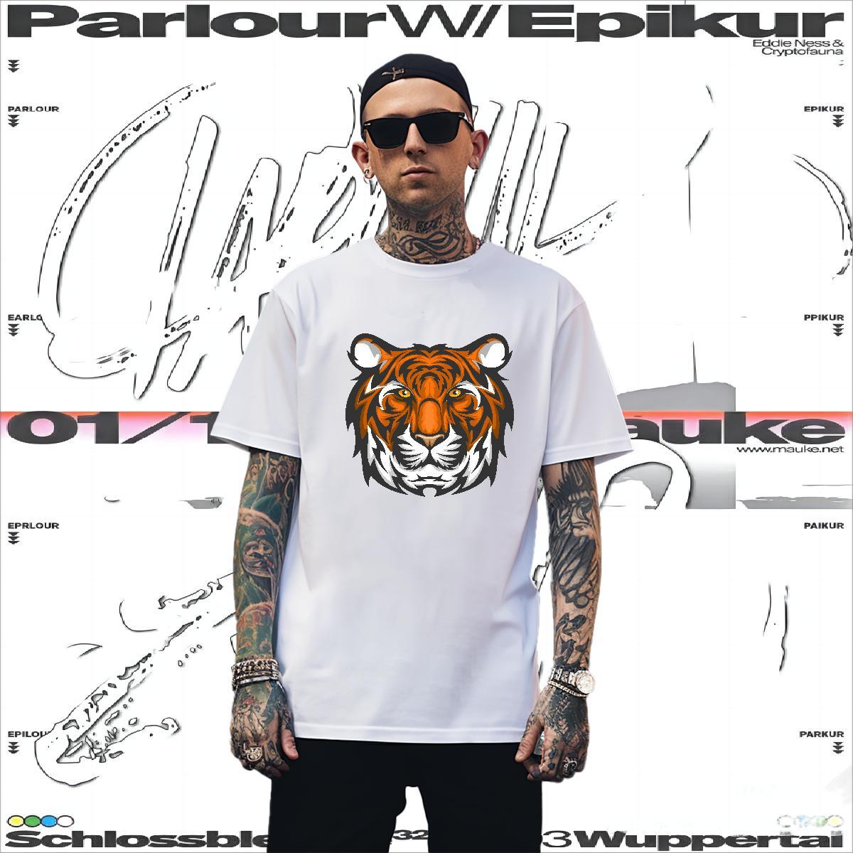 Classic T Shirt For Man tiger Short Sleeve Soft High Street Hip Hop Oversized 230g Pure Cotton Tshirt for Man Woman Fashion Designer Tops Shirt