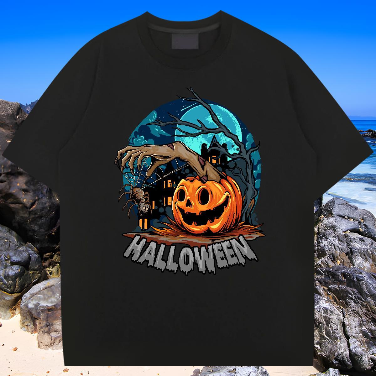 Cool Design T Shirt For Man pumpkin Breathable Crew Neck Casual Black White 230g 100% Cotton Men Clothes T-Shirt Fashion Casual Tees Shirts