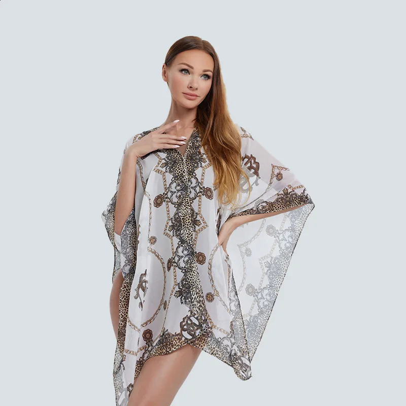Flat head summer scarf for women chiffon printed tourist beach towel sunbathing shawl silk bag womens headscarf 150X95CM 240805