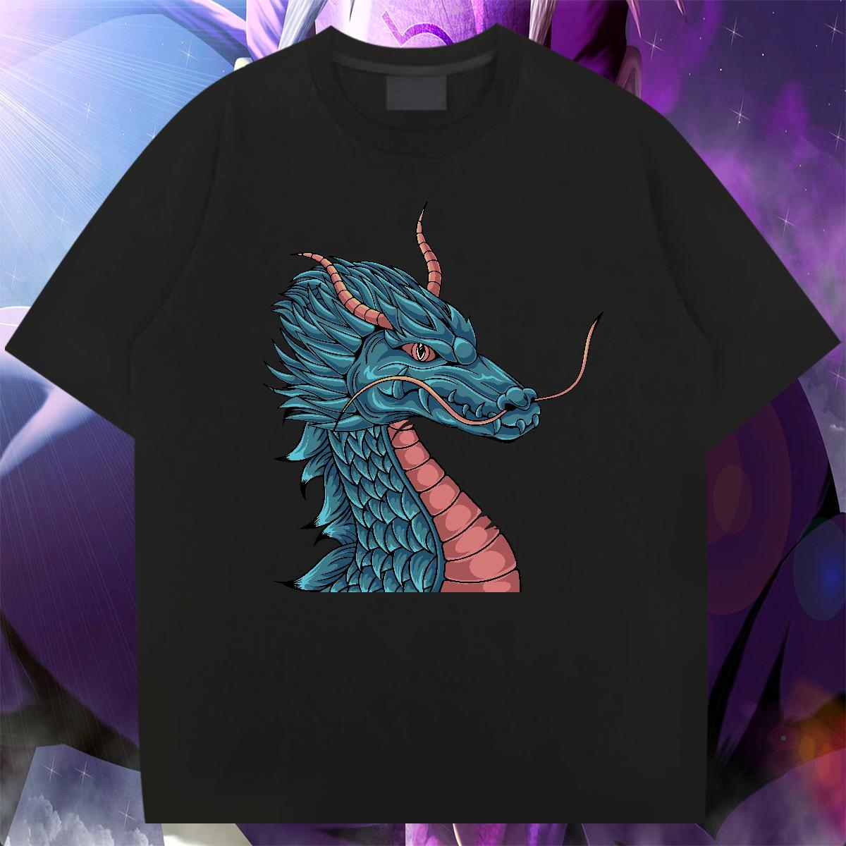 Classic Tshirt for Man Woman Hip Hop Street 230g Cotton Cartoon Printing L-4XL Breathable Short Sleeve dragon T Shirt For Man Designer Fashion Wear