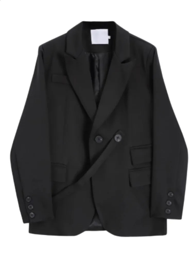 Lanmrem Office Womens Jacket Double Chest Long Sleeve Korean Straight Coat Fashion Autumn 2YA3789 240819