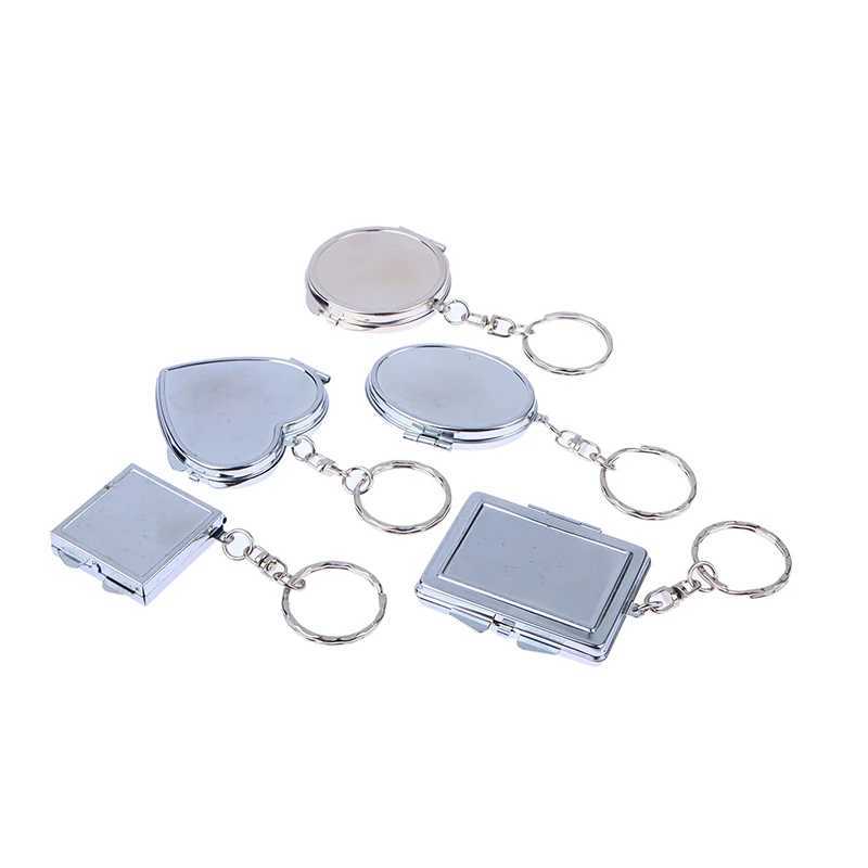 Round Heart Oval Sqaure Shape Double Sides Cosmetic Mirror Metal Folding Keychain Makeup Mini Mirror With Krychain Y240819