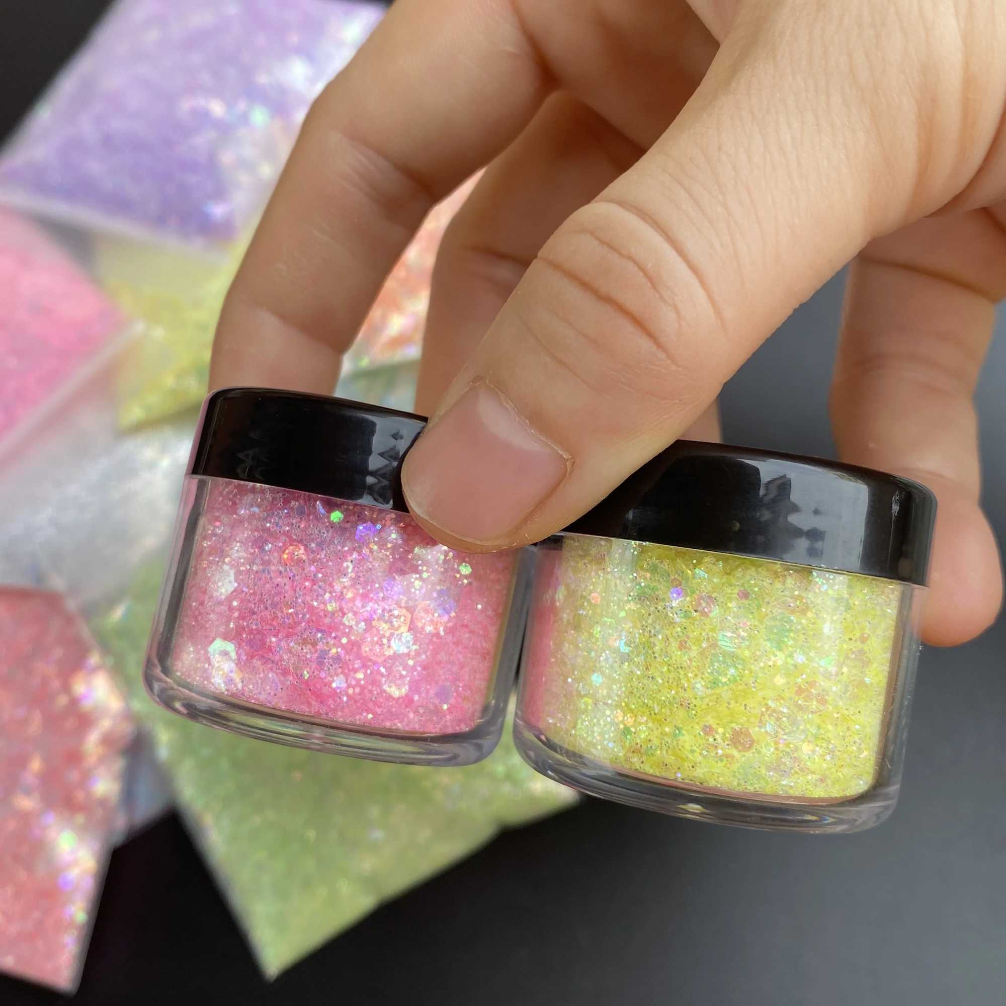 10g/Bag White Iridescent Nail Sequins Spring Pastel Chunky Glitter Mix For Craft DecorationXJ240815