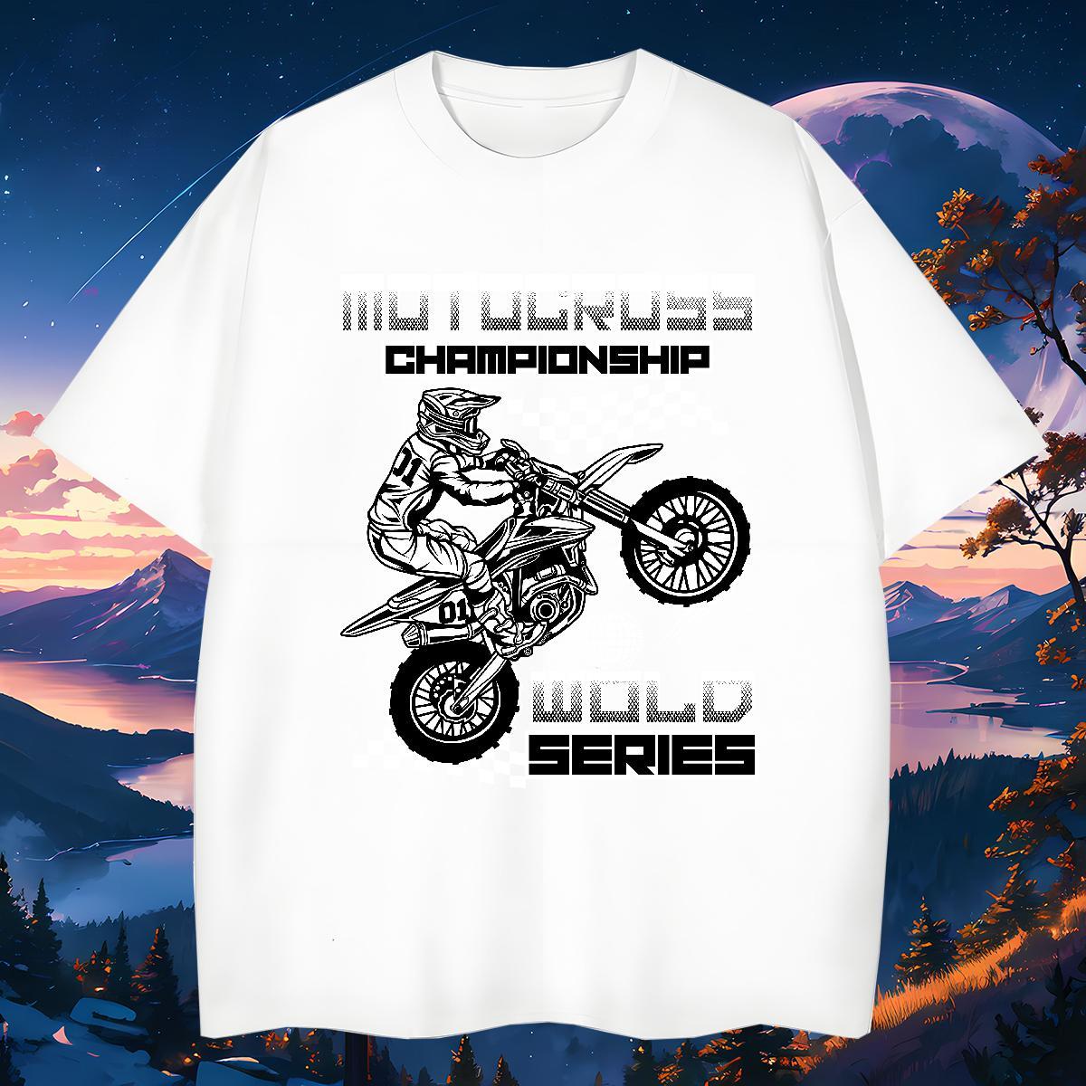 Loose motorbike 230g Cotton Tshirt for Man Woman Casual Breathable Soft Mens T Shirts 2024 DIY Asian Size Tops Shirt
