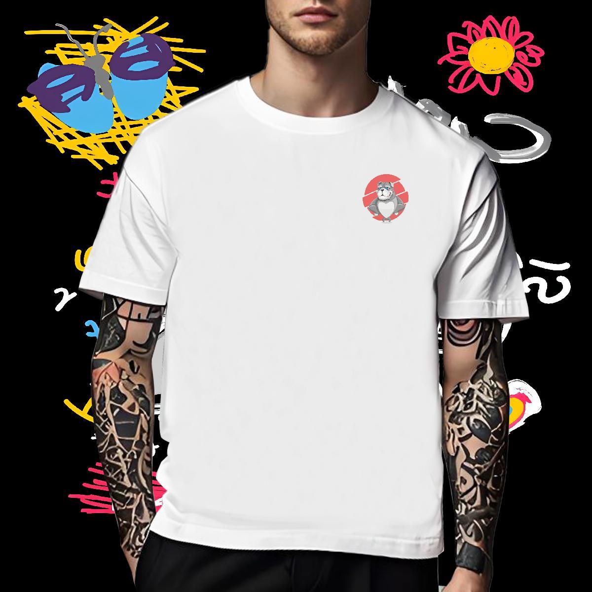 Customized Men Clothes T-Shirt Dog Daily Wear 230g Cotton Tees Shirts Breathable Crew Neck Classic Man T Shirts Anime