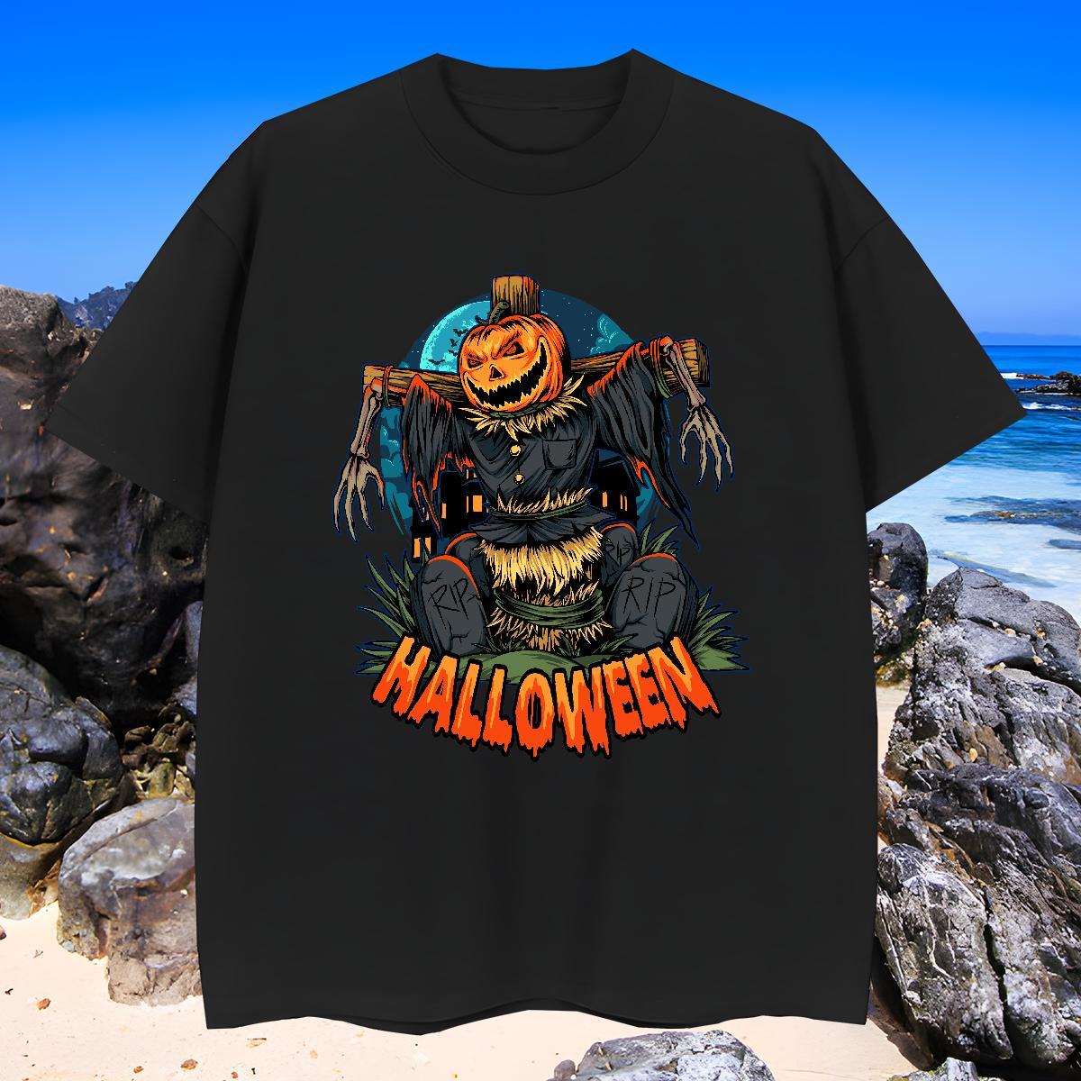 Cool Design Mens T Shirts pumpkin Short Sleeve Soft Sports Casual Custom Anime 230g 100% Cotton Couples T Shirts 2024 New Tees