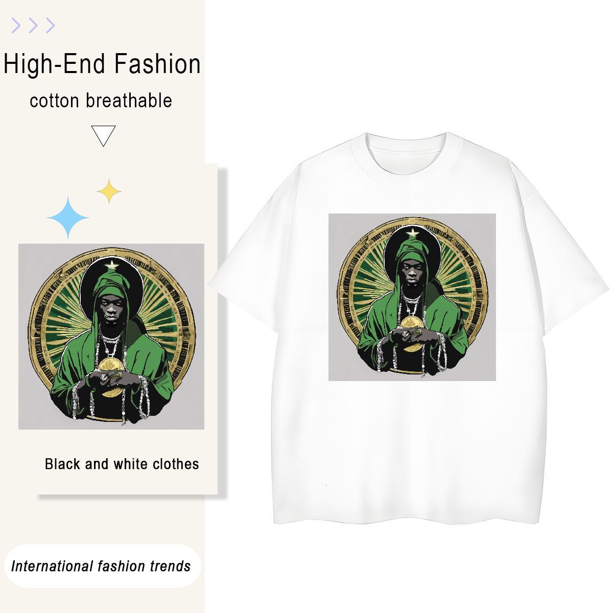 Loose Fit cash 100% Cotton 230g Tshirts Sports Casual Breathable Short Sleeve T shirt New Designer Cartoon Printing L-4XL Tees