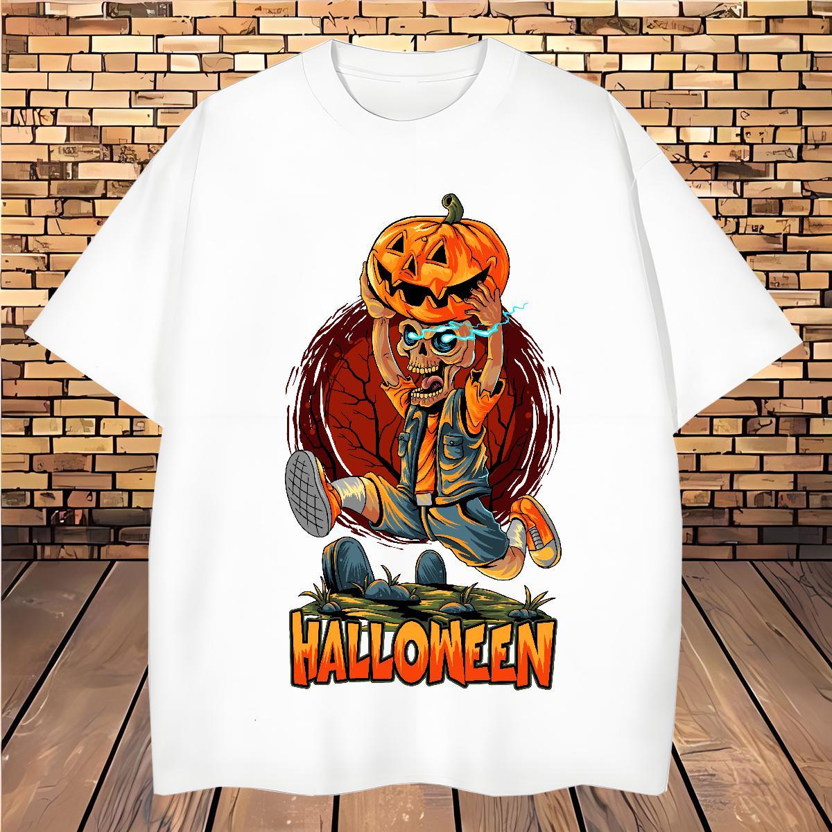 New Designer Men Clothes T-Shirt halloween Spring Summer 230g Cotton Tops Shirt Breathable Soft Classic T-Shirts Asian Size