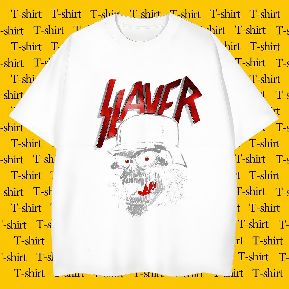 T-Shirts 230g Pure Cotton scary Street Casual Breathable Soft Plus Size Cartoon Men Tshirts 2024 Wholesale Tees Shirts