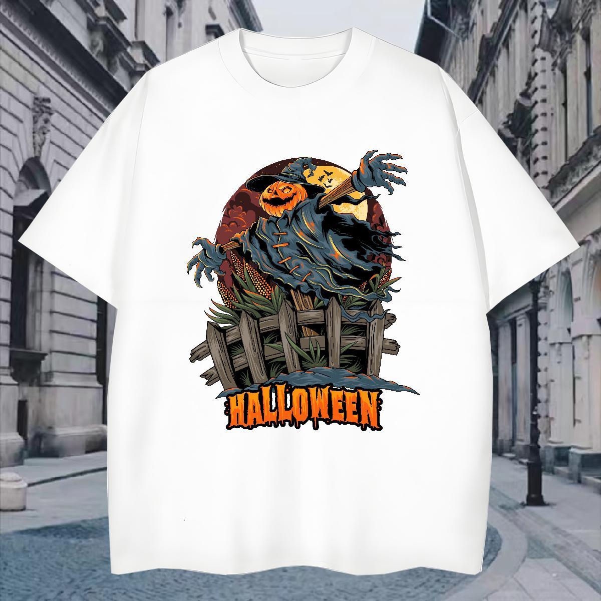 Unisex T shirt scarecrow Breathable Short Sleeve Hip Hop Street DIY Printed 230g Pure Cotton Mens Tshirts Fashion Design Polos