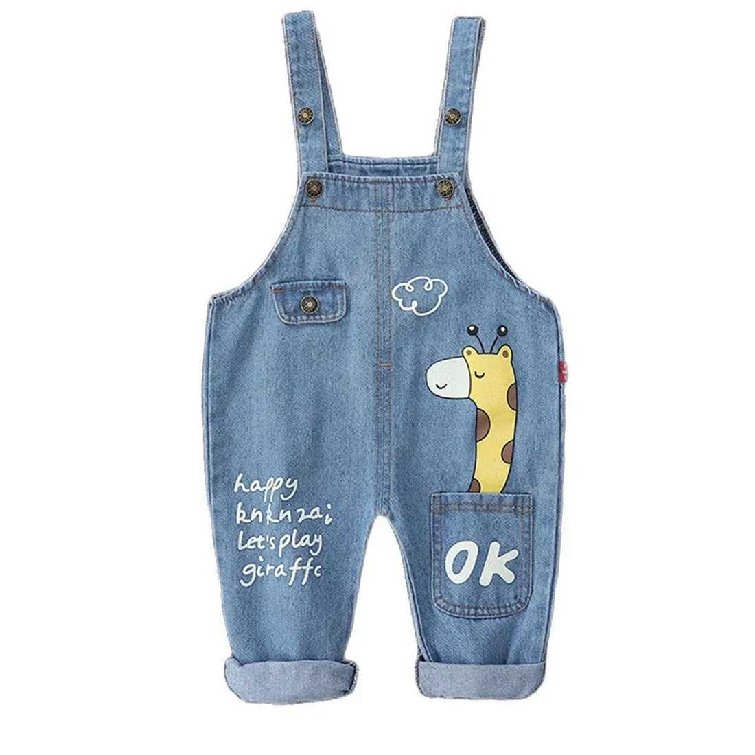 Boys jeans jacket fashionable autumn childrens clothing with cartoon giraffe cotton jumpsuit casual childrens clothing jacket W240806