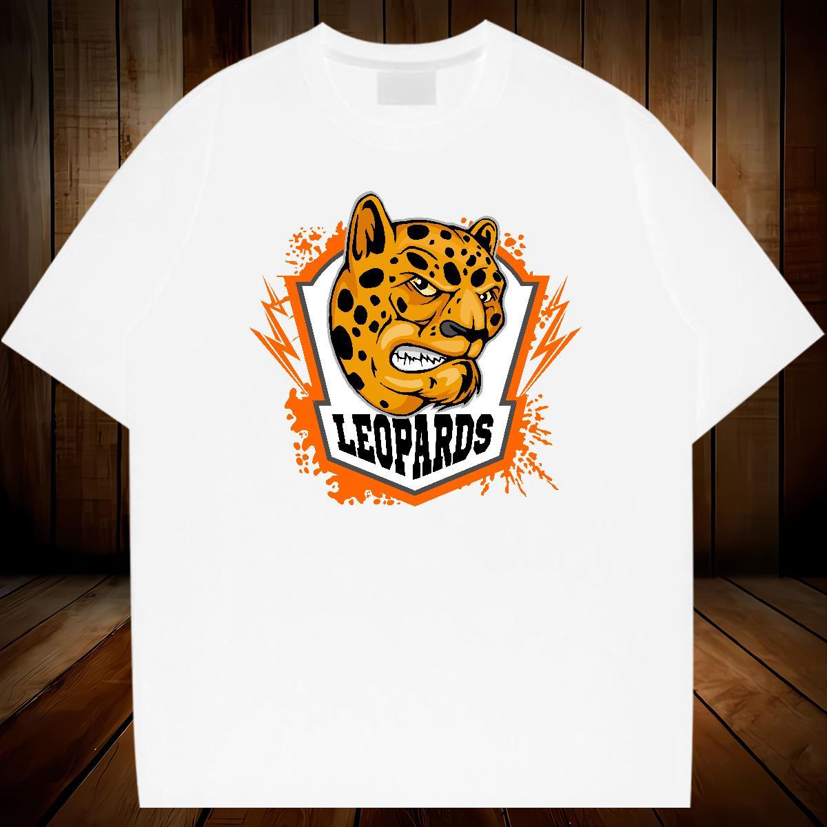 Loose Men T Shirts leopard O-Neck Short Sleeve Beach Anime 230g Pure Cotton Men Tees Designer Tops Shirt
