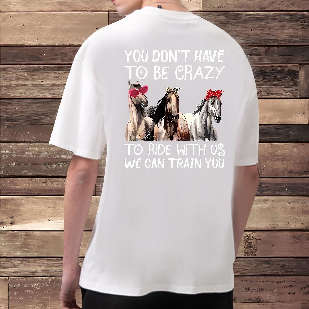 Classic T-Shirts horse Pure Cotton Street Casual Black Oversized 230g Pure Cotton Men Tshirts Fashion Casual Tops