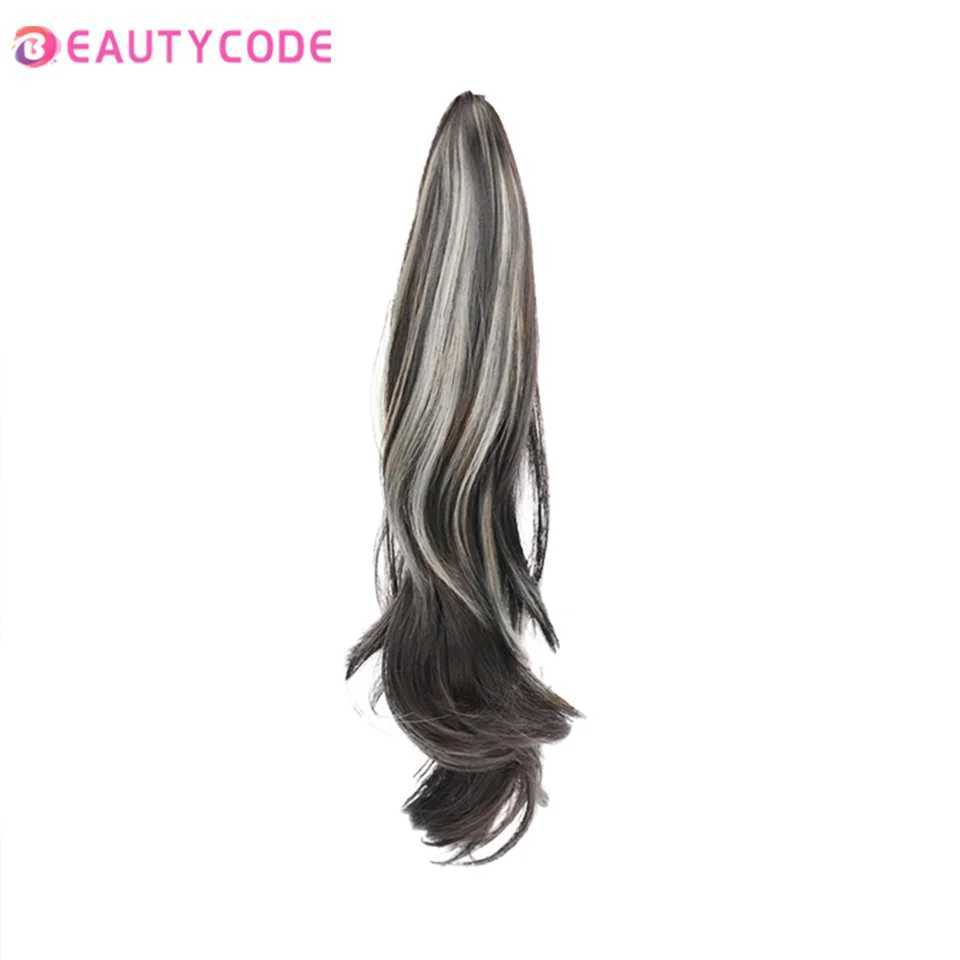 Beautycode synthetic long wave ponytail hair extension clip high gloss fake hair clip female hair heat-resistant wig W240817