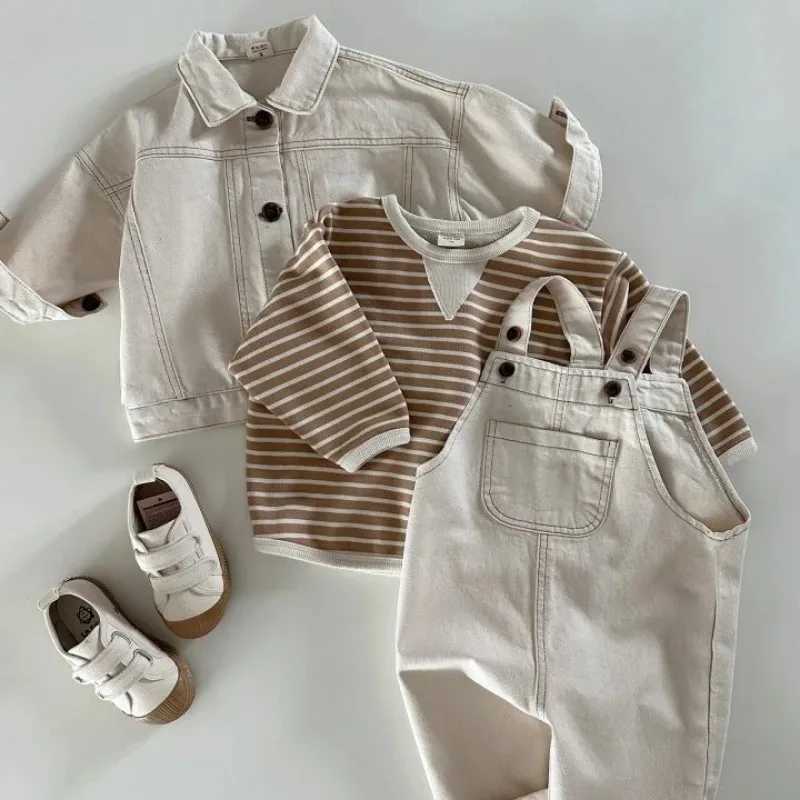 2024 Childrens Spring Jeans Suspension Childrens Casual Pants Boys Fashion Jeans Outerwear Baby Autumn Pocket jumpsuit W240806