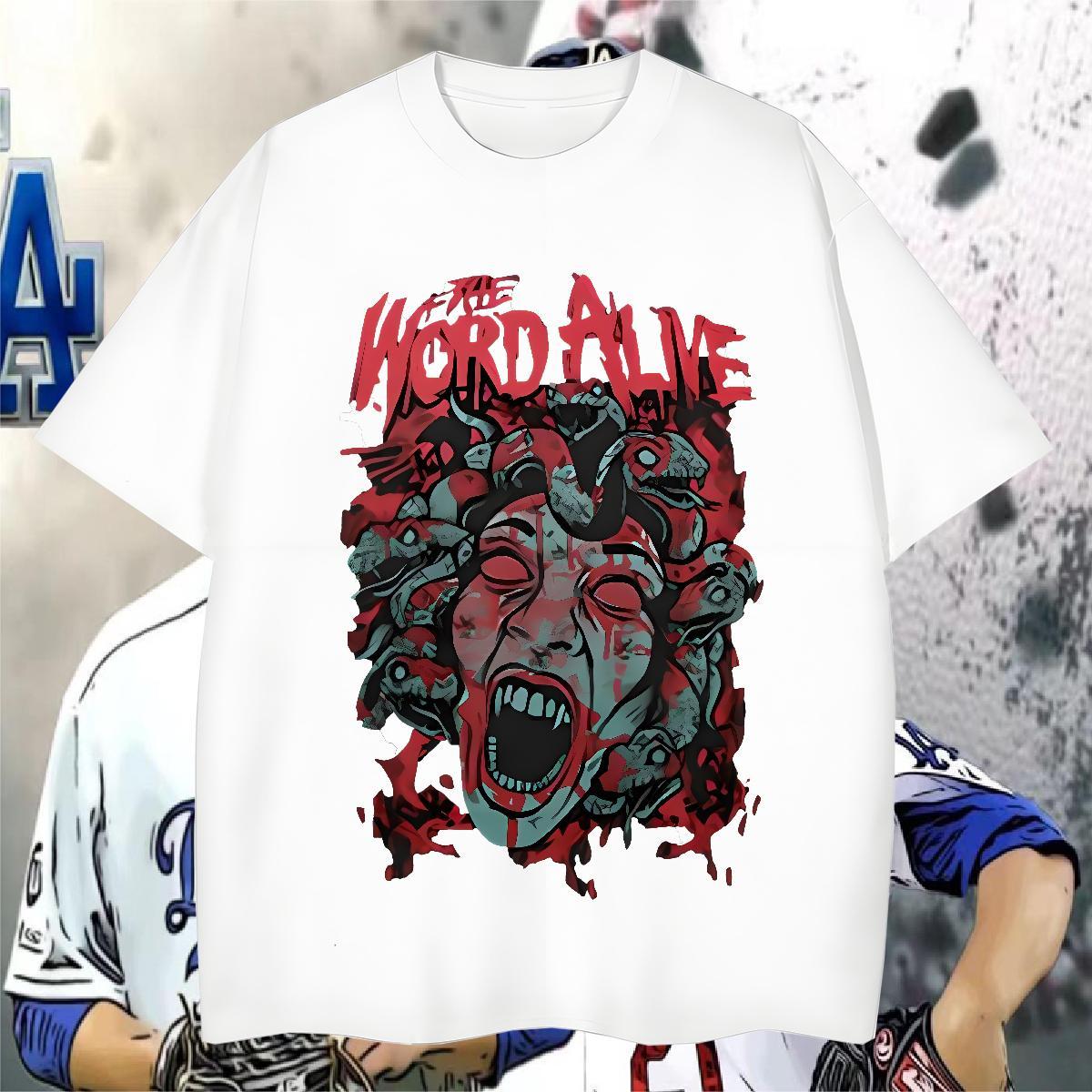 T shirt 230g Pure Cotton scary Home Outdoor Short Sleeve Soft Cartoon Printing L-4XL Men Tshirts Factory Direct TOP Quality Tees Shirts